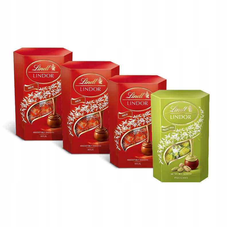 Zestaw prezentowy Lindt Lindor Praliny mleczne 200g x3 i pistacjowe 200g