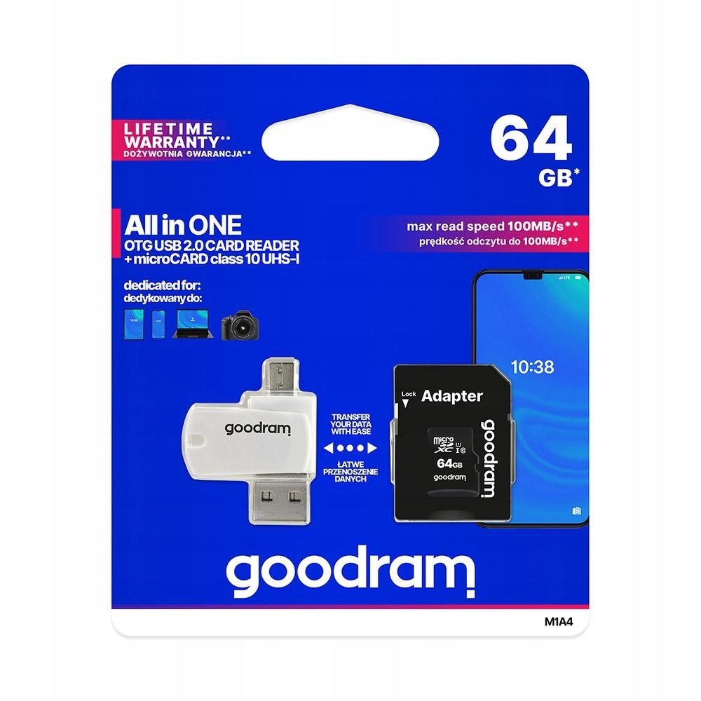 Goodram czytnik kart pamięci Usb A Micro Usb All In One M1A4 karta