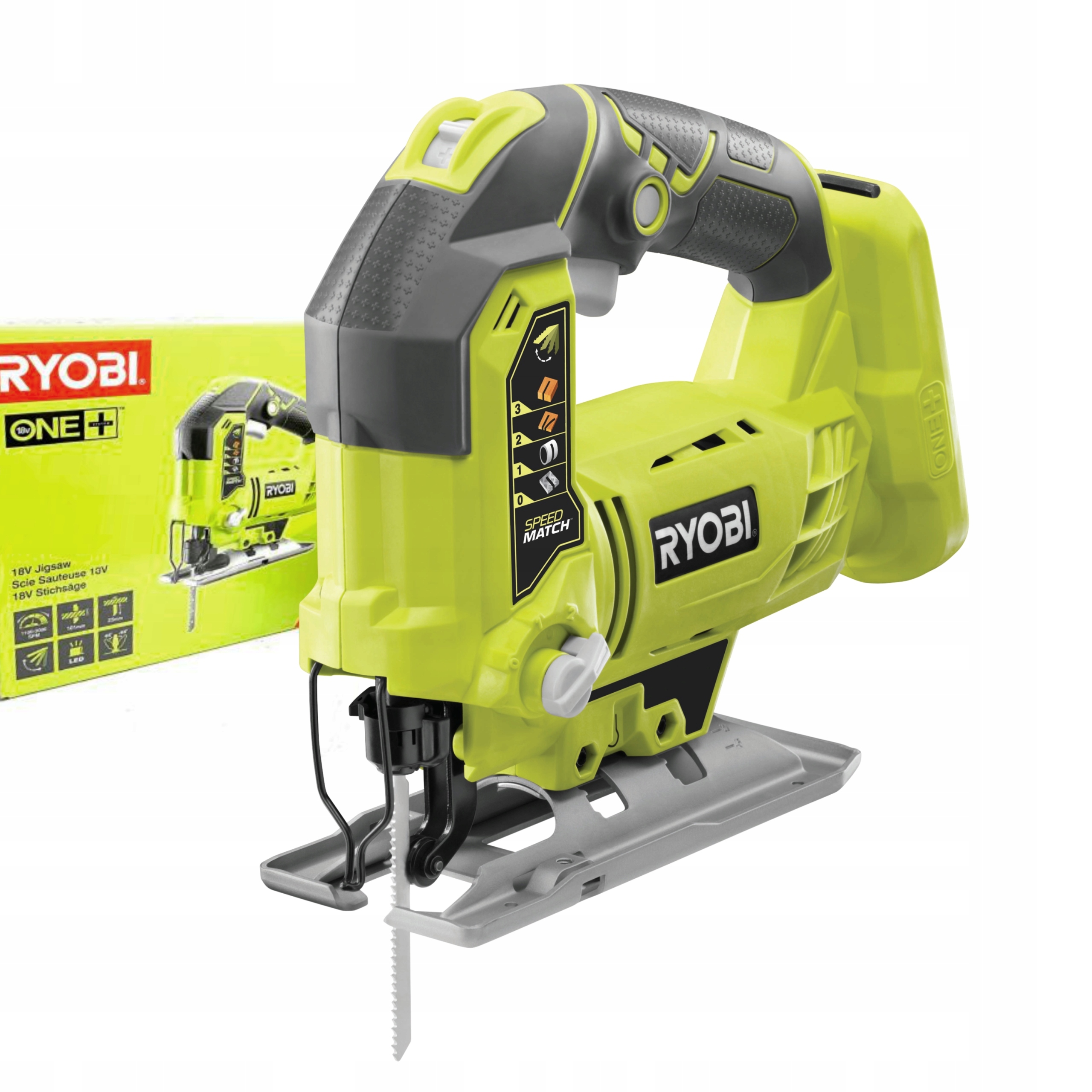 Ryobi Akumulátorová Přímočará Pila 18V R18JS-0, Regulace Otáček, 3000 ot/min, 25 mm, Bez Akumulátoru