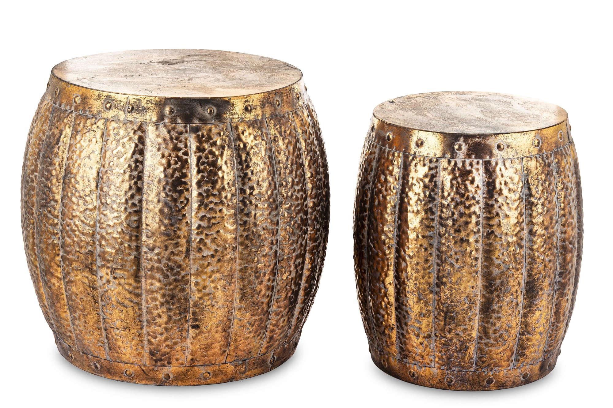 Zlaté stolíky kocky sada 2 kusov okrúhly konferenčný stolík malý veľký zlatý