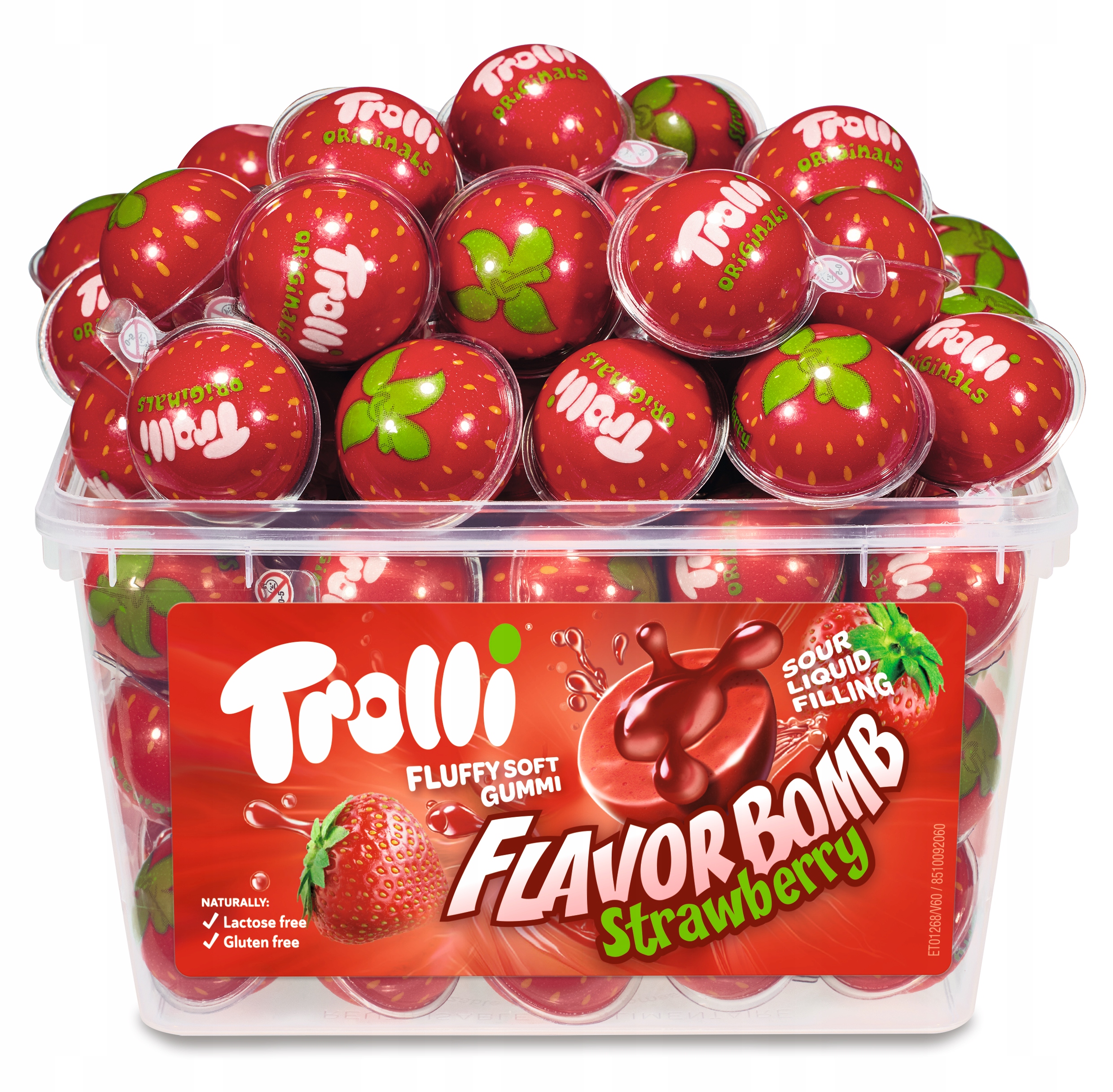 Levně Trolli Flavor bomb Strawberry Jahodové Želé Bonbony 60 ks 1128 g