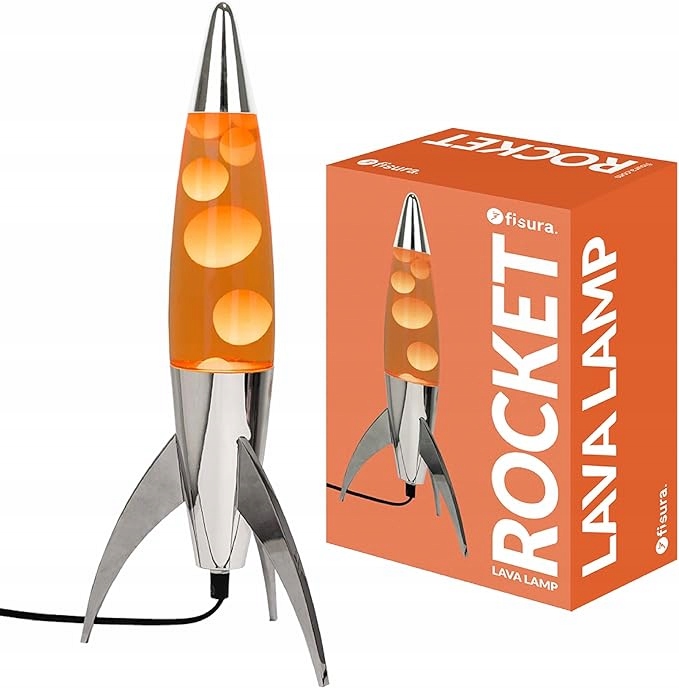 FISURA LAMPA LAWOWA Lava rakieta ROCKET 20X20X45 CM POMARAŃCZOWA 157739