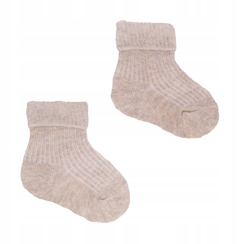 Bezuciskowe SKARPETY 50-56 dla noworodka CAŁE BEŻOWE prążkowane 0-3 m