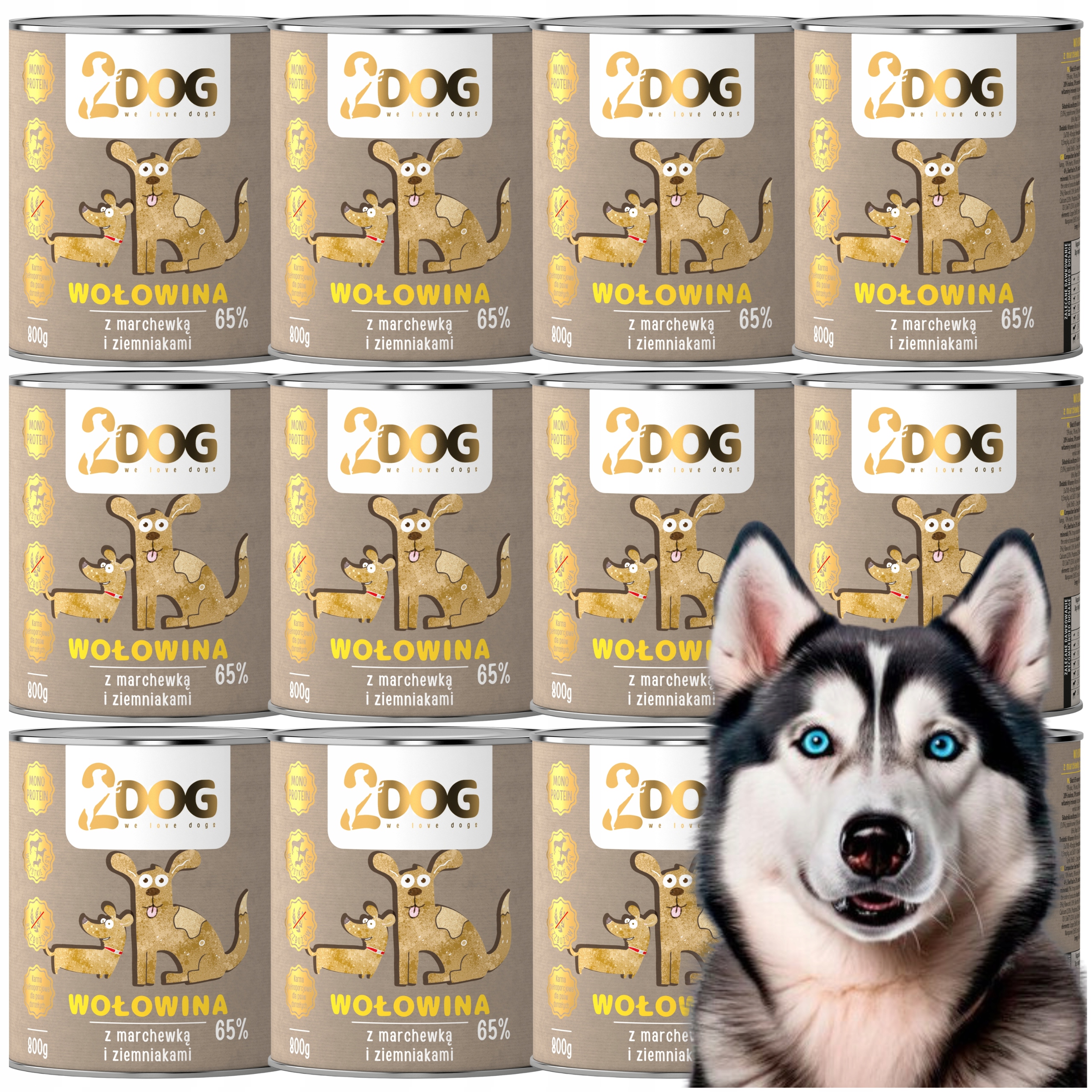 Levně Vlhké krmivo pro psy Hovězí Maso Mrkev 800 g Monoproteinové Hypoalergenní