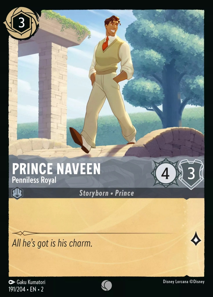 Disney Lorcana Prince Naveen, Penniless Royal 2ROF #191