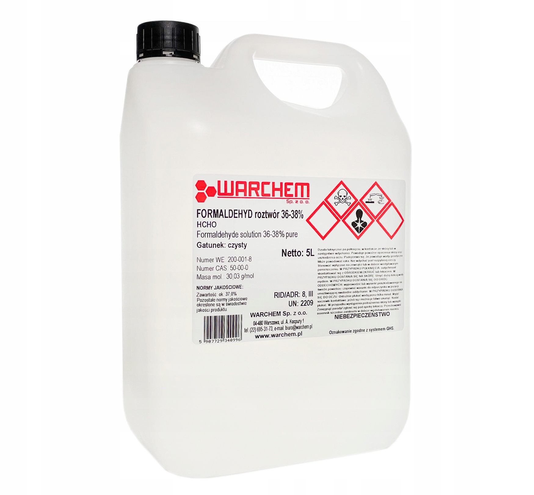 Formaldehyd 36-38% (formalina) czysty 5L