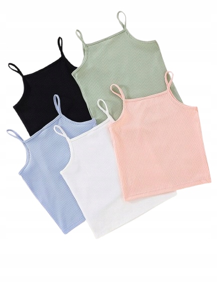 SHEIN PRĄŻKOWANY DZIEWCZĘCY TOP NA RAMIĄCZKACH 5-PACK 120 1GH