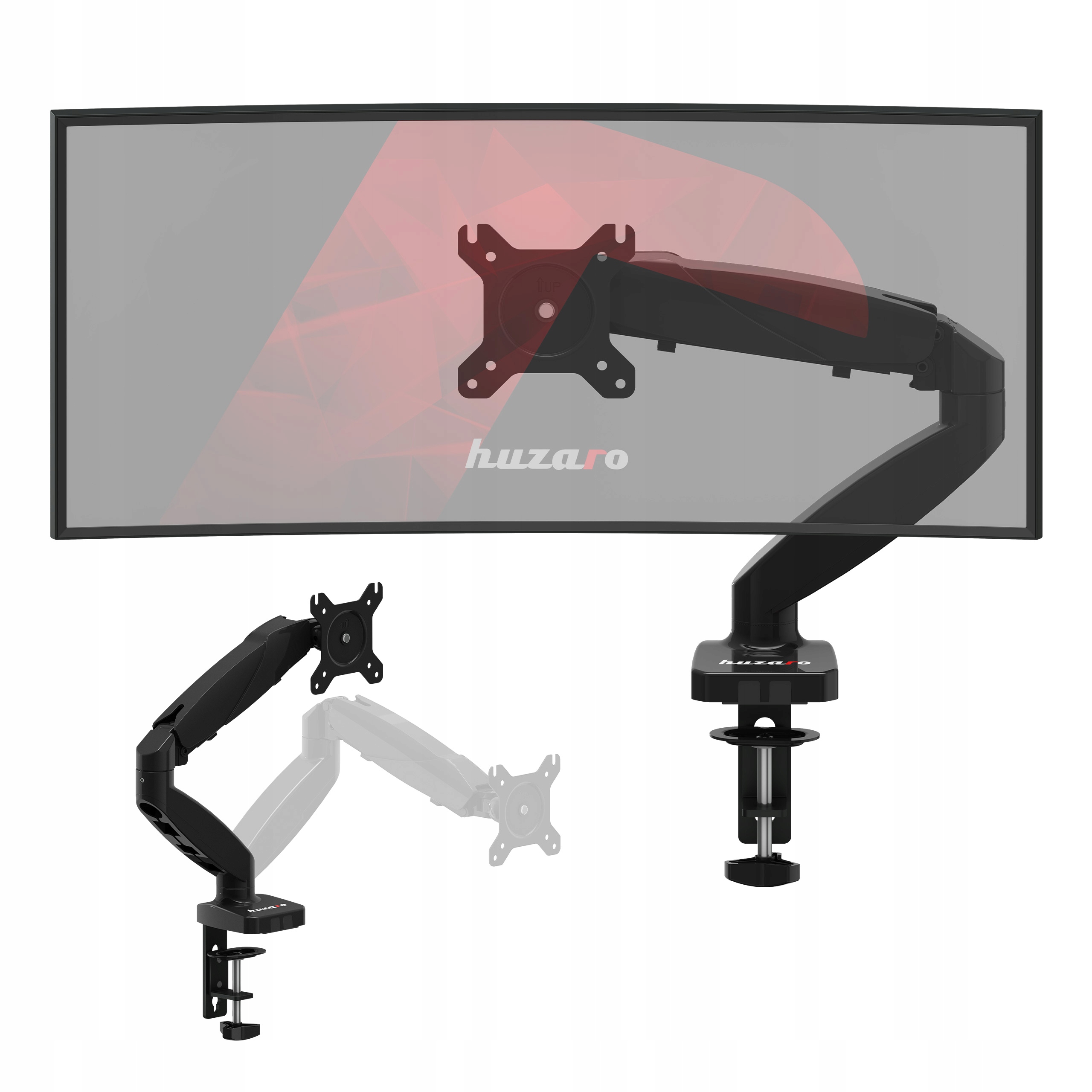 Uchwyt na Monitor 15-27" Biurkowy Do Monitora Obrotowy Regulowany Huzaro