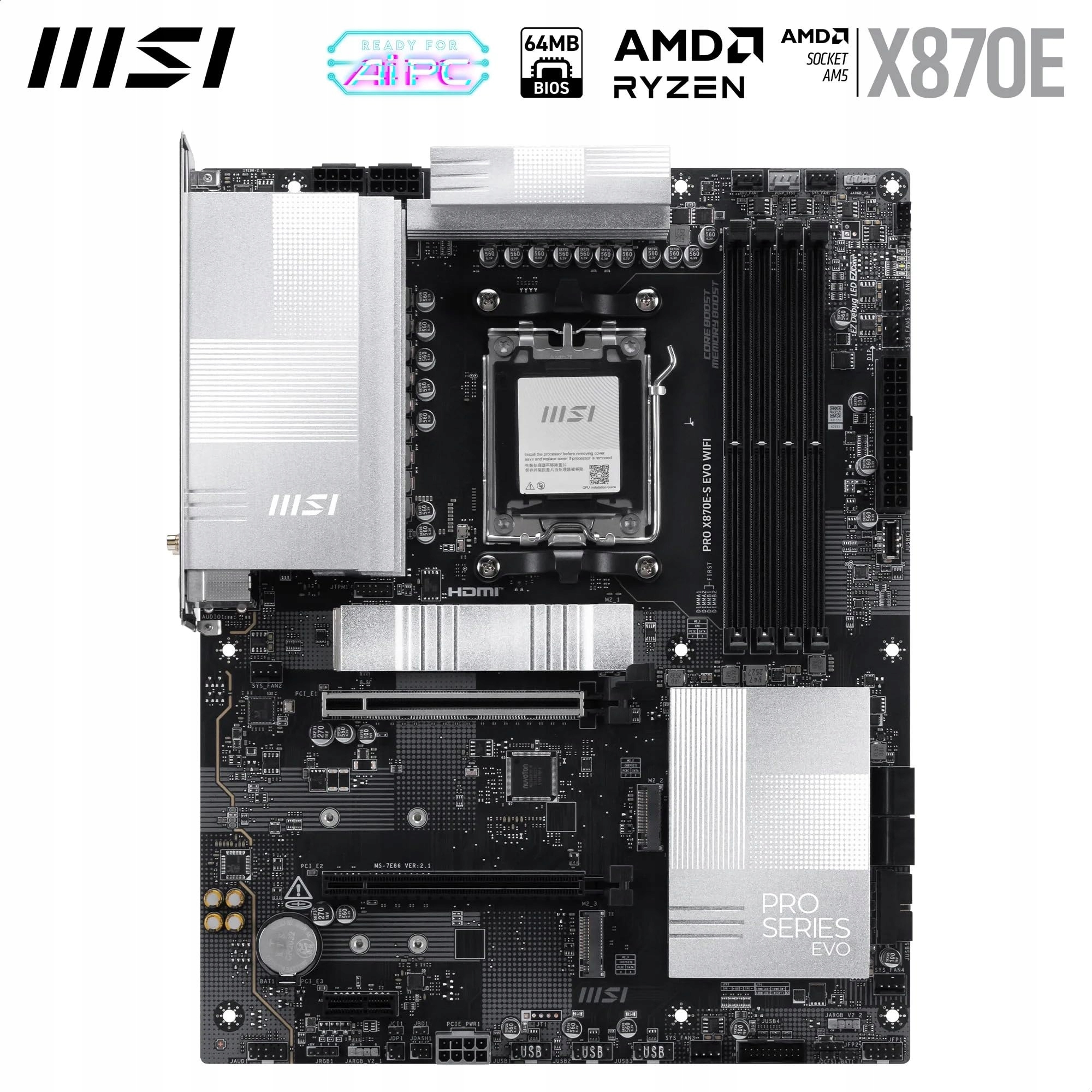 MSI PRO X870E-S EVO WiFi Płyta Główna AM5 DDR5 PCIe 5.0 — miniatura 2