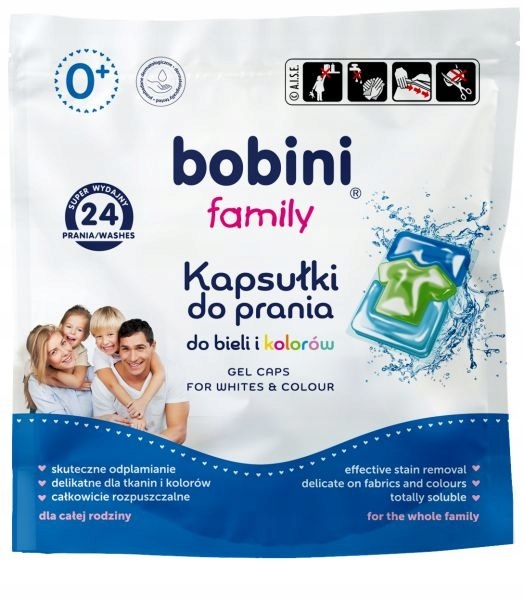 Kapsułki do prania Bobini Family biel kolor 24 x 2 EAN (GTIN) 5900931033489