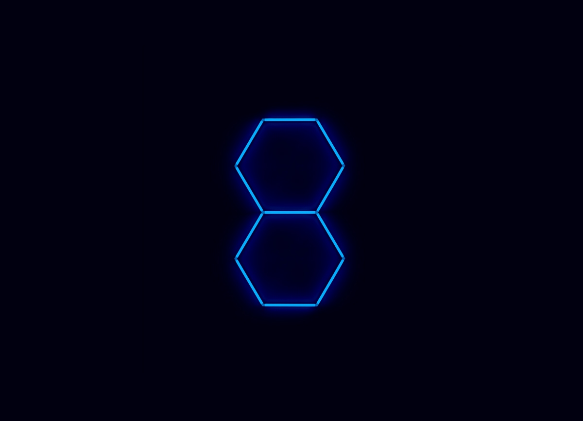 Kompletné Led hexagónové svietidlo modré, rozmer 2 elementy 97 x 168 cm