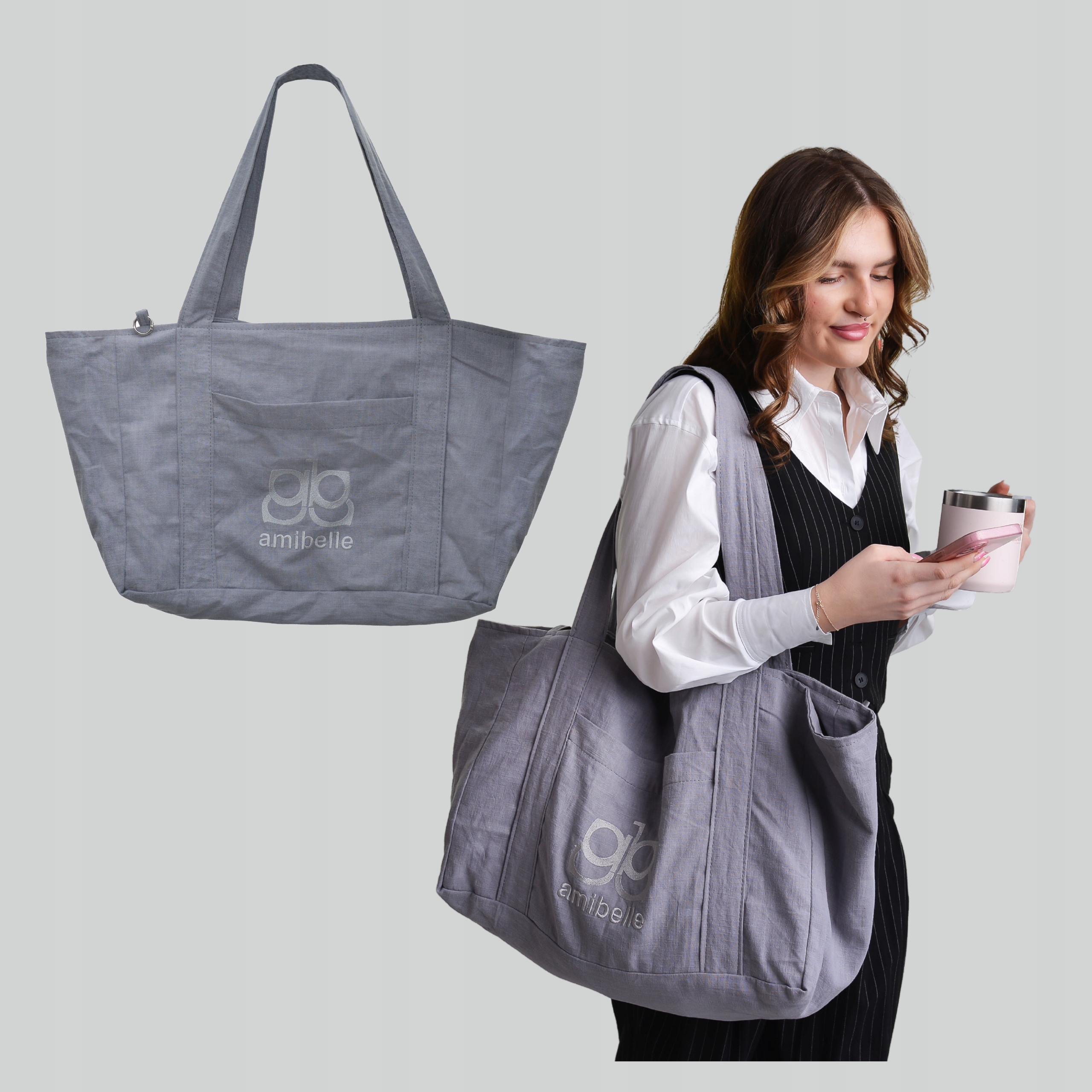 Dámská taška Shopper Plážová taška Rameno Šedá Městská Sportovní