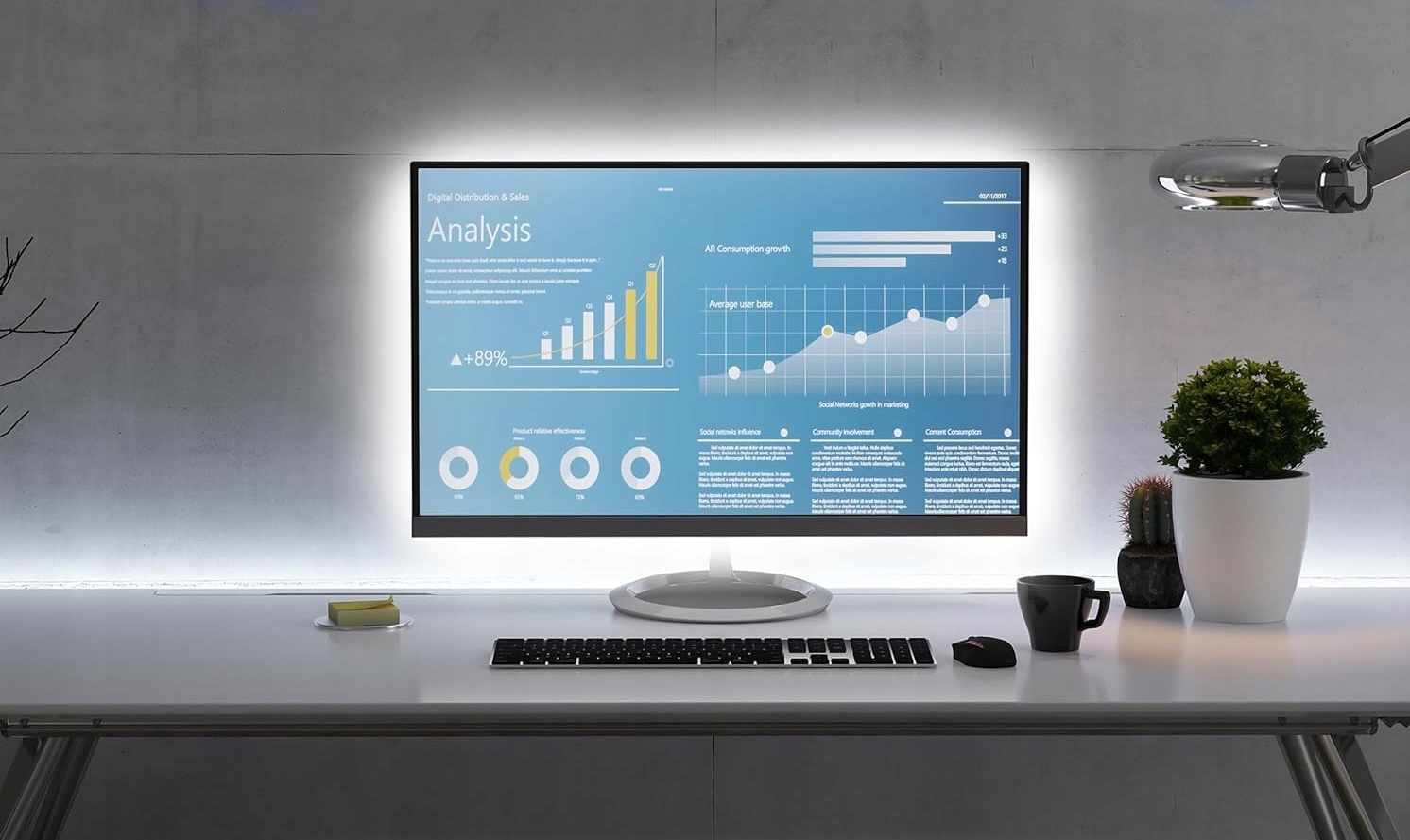 TAŚMA LED 3M RGB USB 5V PODŚWIETLENIE MONITORA TELEWIZORA DO 40 250lm 6500k Marka Inna