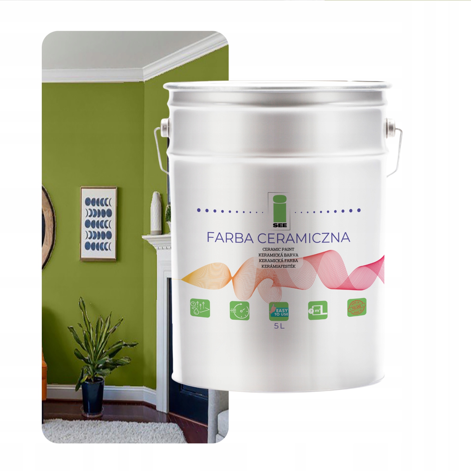 Keramická Farba Na Steny Zelená Umývateľná Zelený Mach 5 L Odolná Voči Škvrnám
