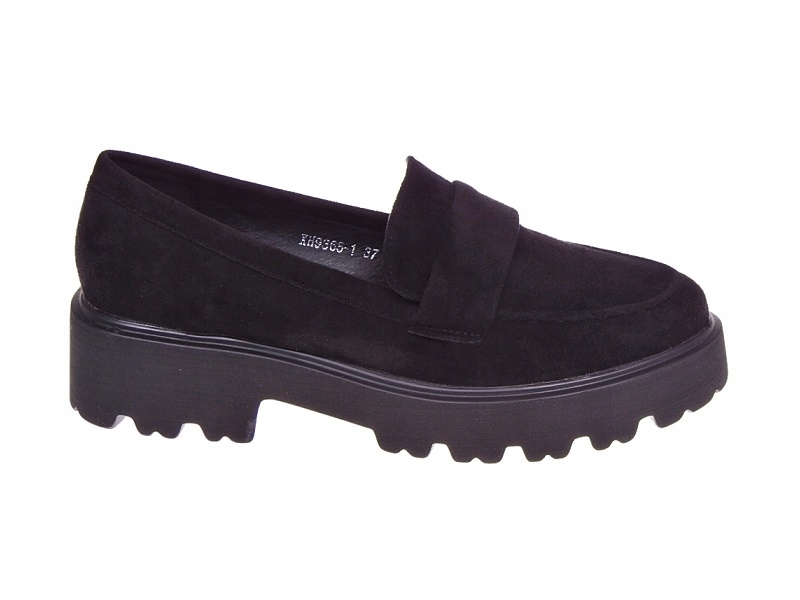 Zamszowe mokasyny półbuty na platformie Black r.40