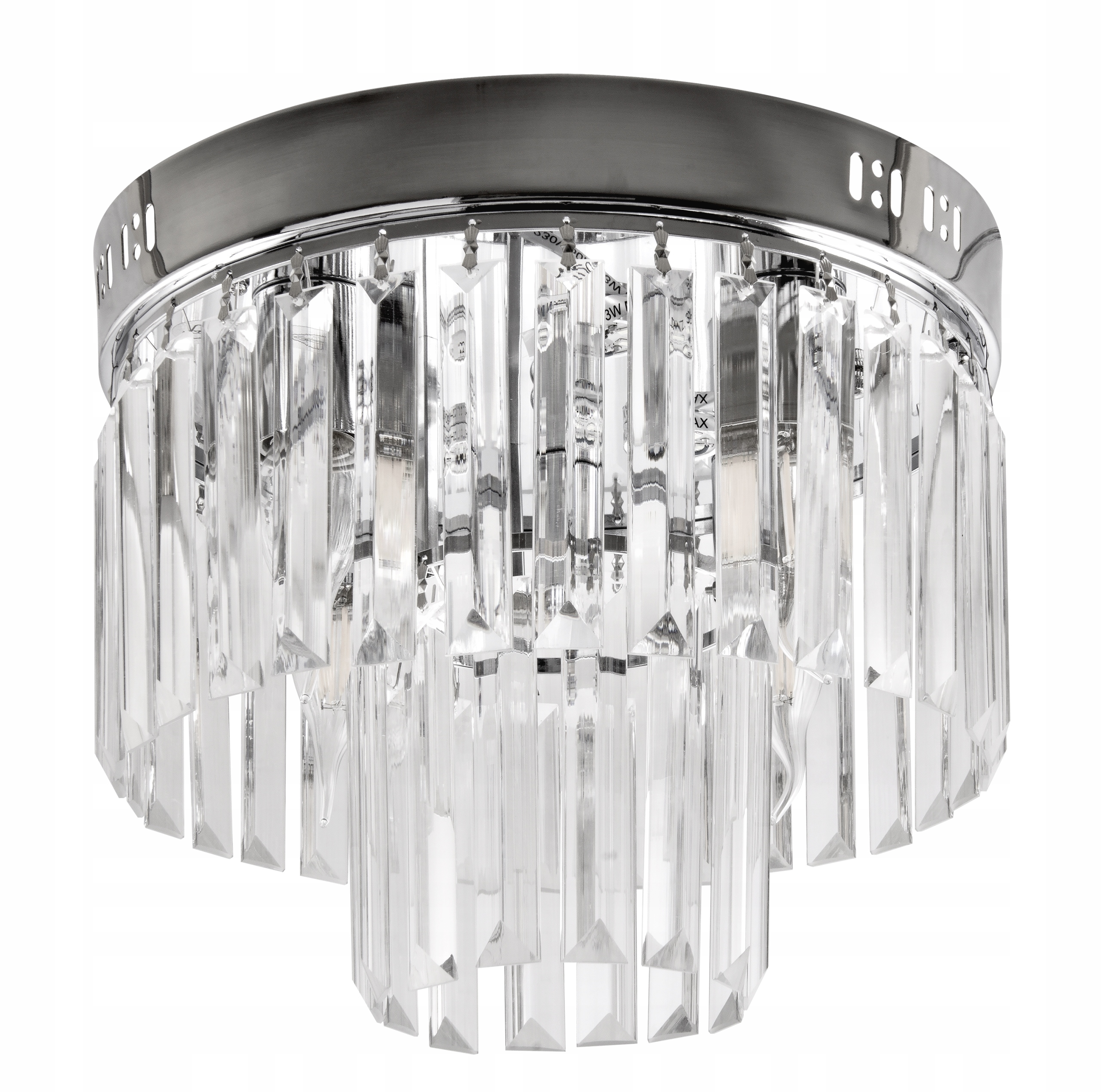 Okrúhly tortový stropné svietidlo, kryštály ako klávesy klavíra, do jedálne a obývačky