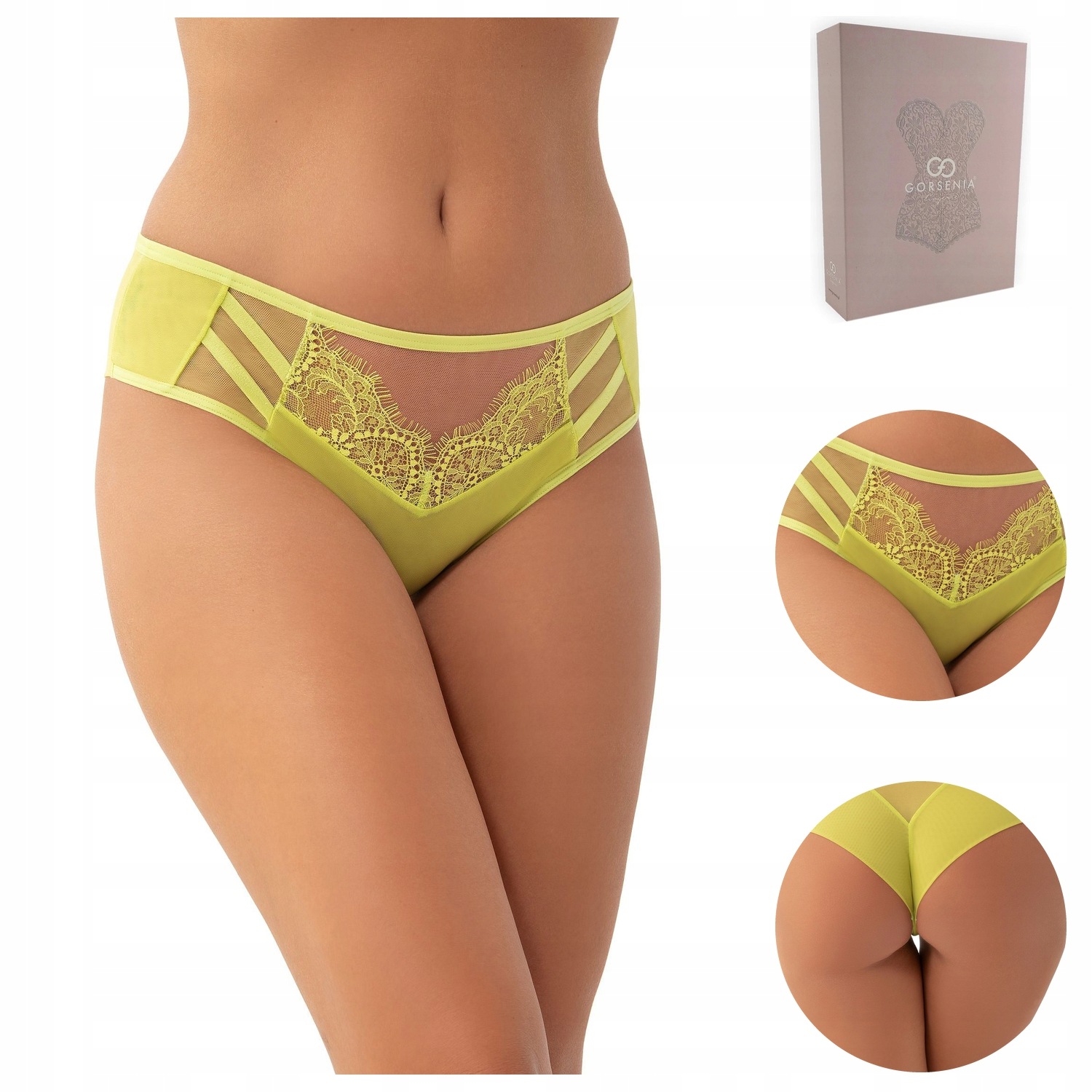 Brazilské Kalhotky dámské Gorsenia Paradise 498/2 krajkové limetkové L