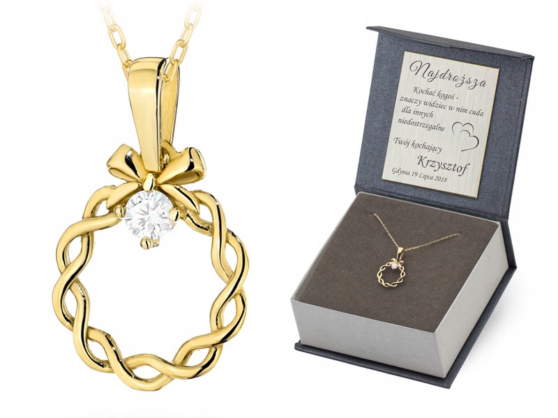 Zlatý Set 585 Řetízek 38 Cm a zapletený kruh se 14karátovou stuhou