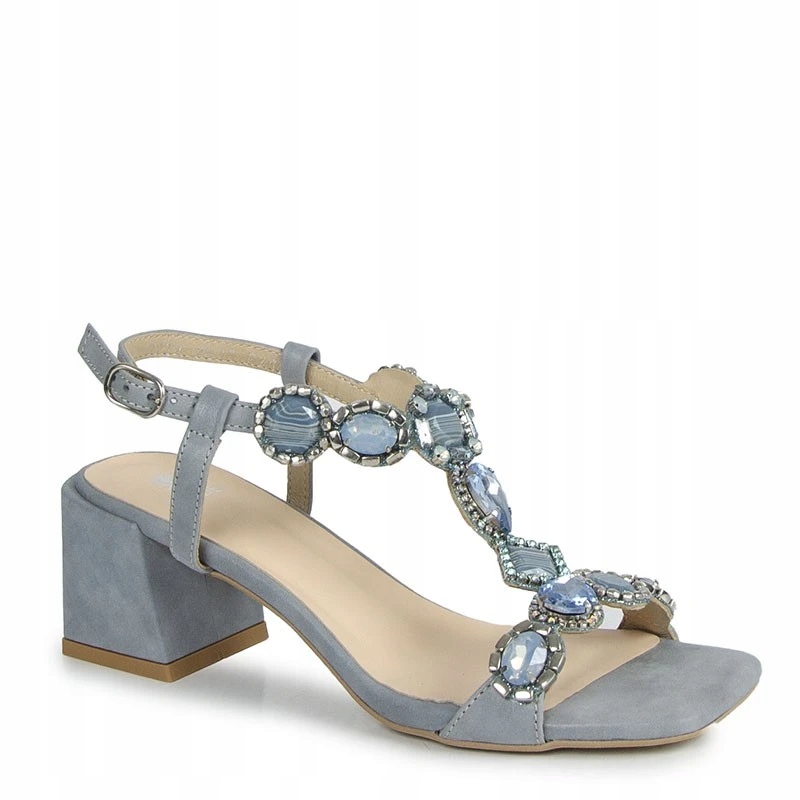 Kordel 2535 Modré Kožené Sandály S Ozdobnými Kamínky 38