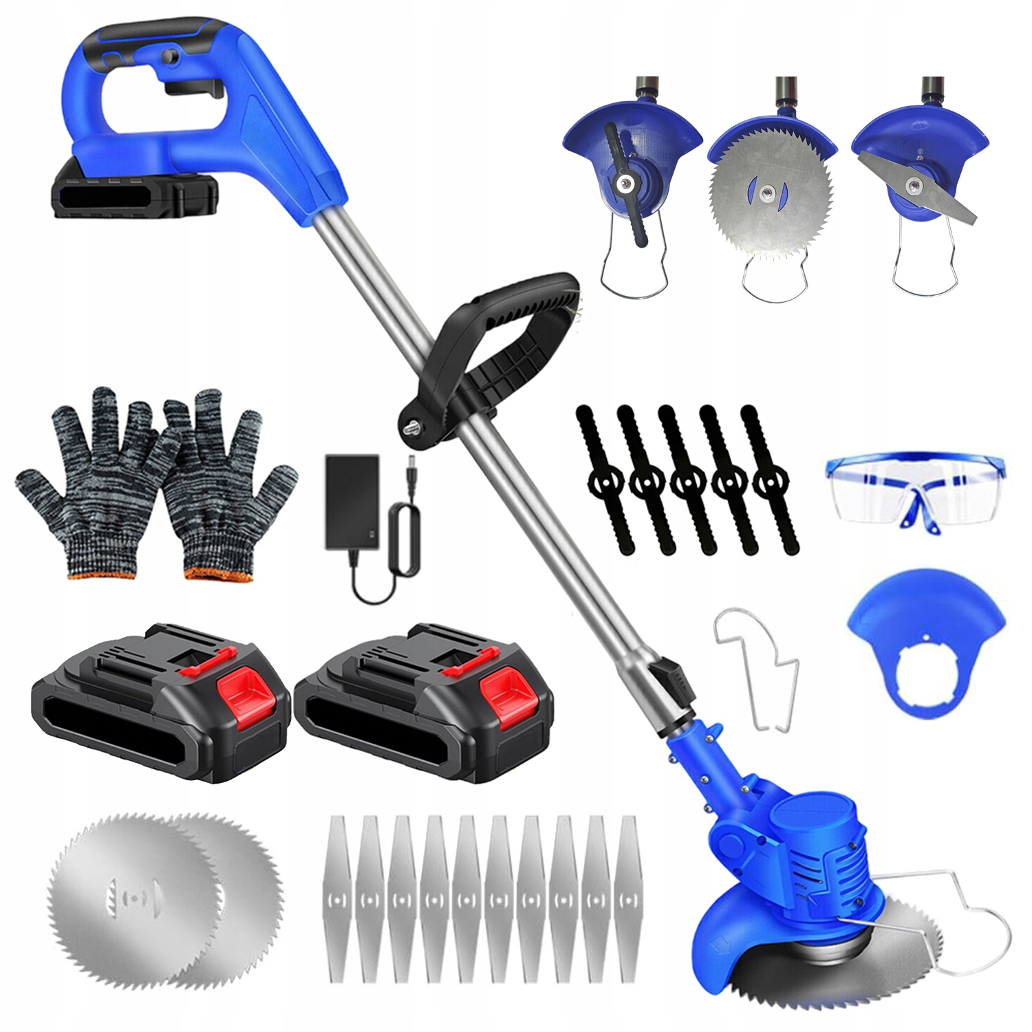 Bezdrátová Křovinořez Teleskopická Sekačka Na Trávy Výkonná 800W 21V 2×AKU