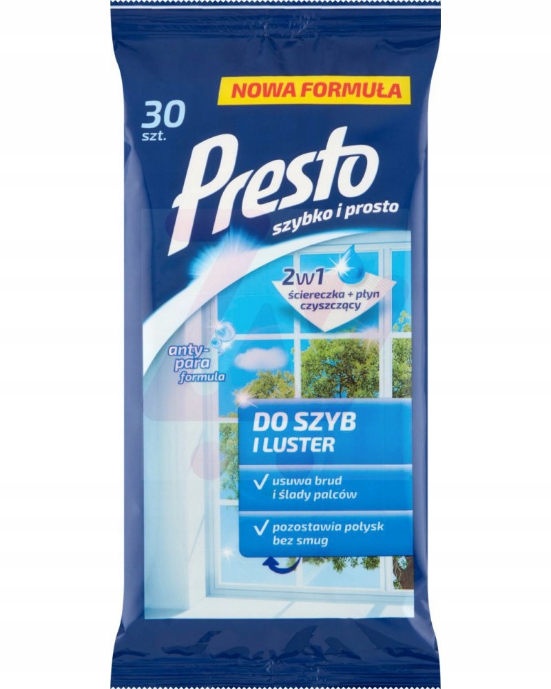 

Presto Chusteczki nawilżane do szyb i luster