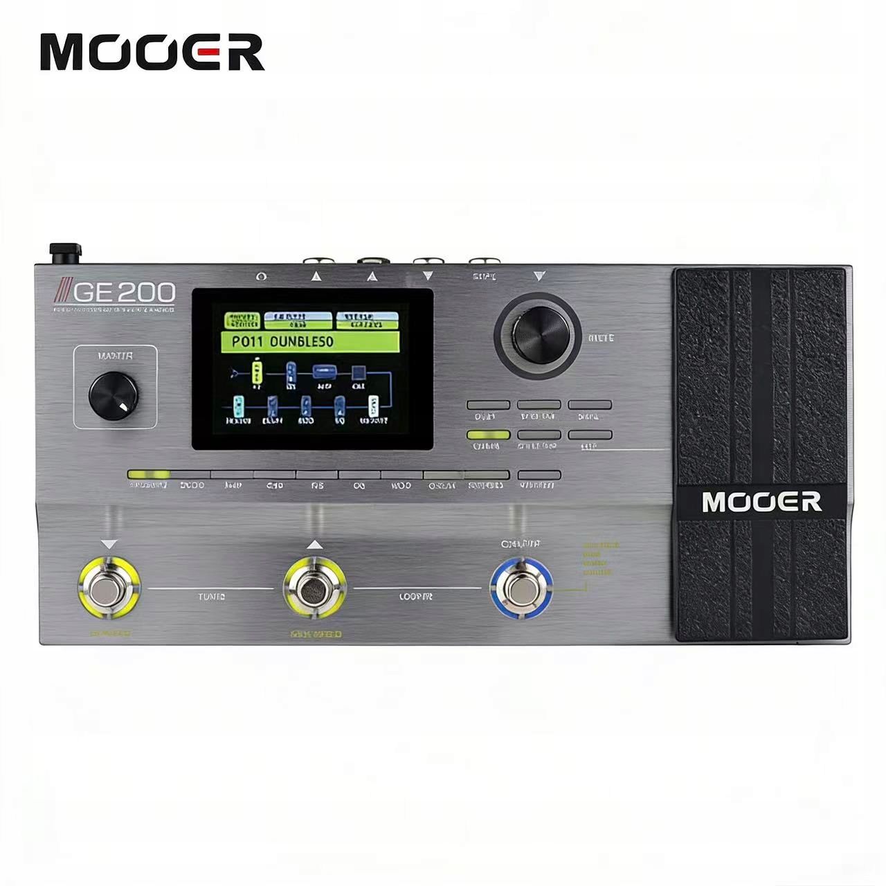 Mooer GE200 – Multiefektová Podlahová Deska 55 Amp, 200 Předvoleb, Looper 52 S, Kompaktní