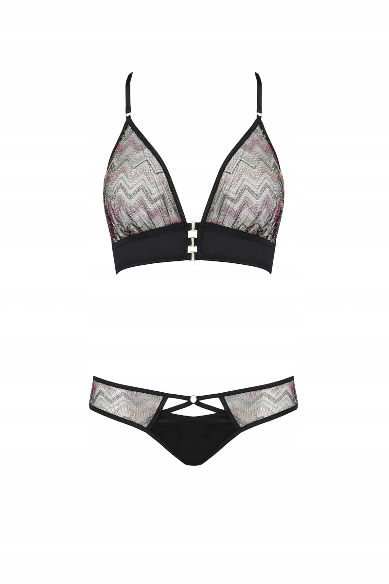 Bikini Ležák Zapínání Vpředu Nastavitelná Ramínka Černá S/m