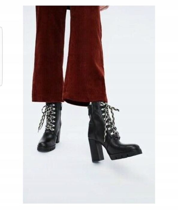 ZARA skórzane botki na obcasie 39 Rozmiar 39