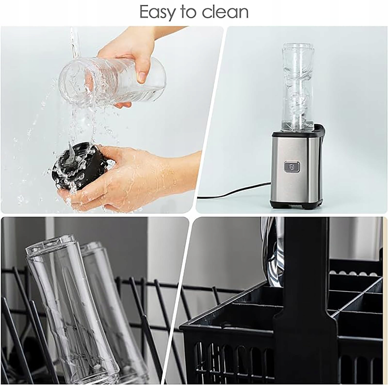ENFMAY Blender Do Smoothie 350W Z 2x600ml Butelkami Srebrny Blender — miniatura 6