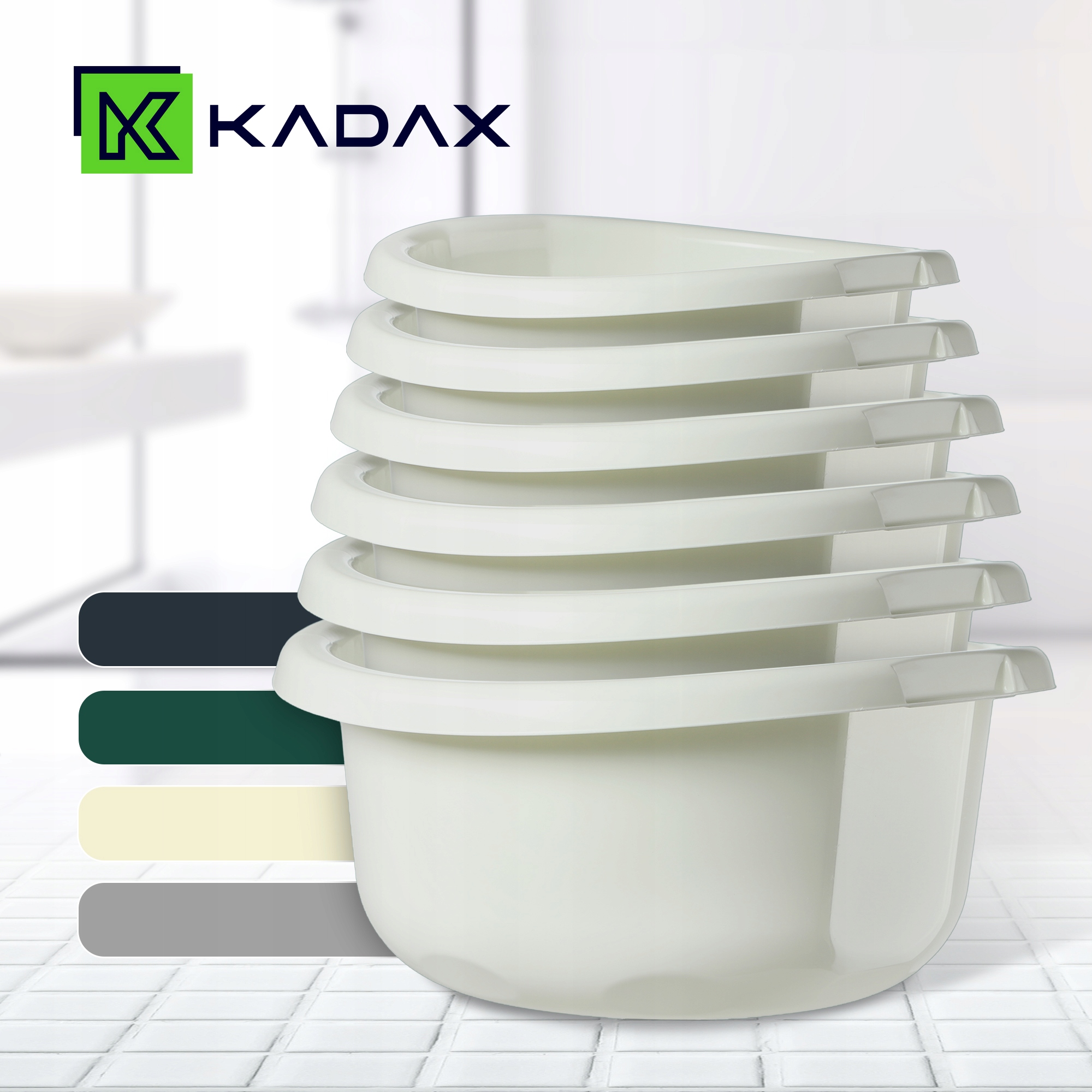 MISKA PLASTIKOWA NA PRANIE 1,9L OKRĄGŁA MIEDNICA POJEMNIK Z UCHWYTAMI Kolor biały