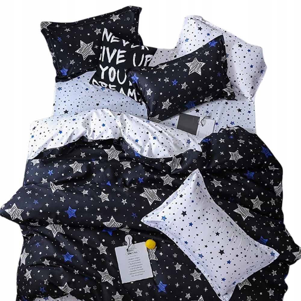 Komplet pościeli 200x220 zestaw dwustronna w gwiazdki kosmos młodzieżowa