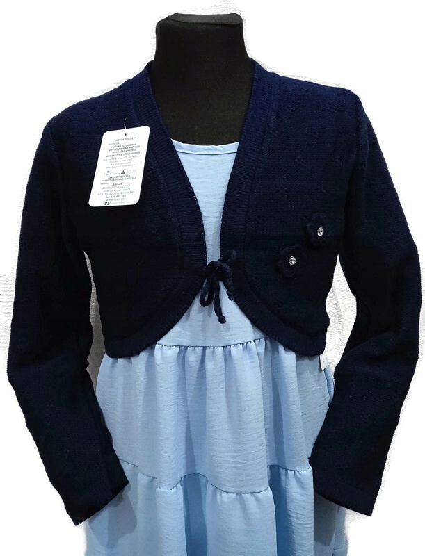 granatowy dziewczęcy SWETER * BOLERKO * 116 cm