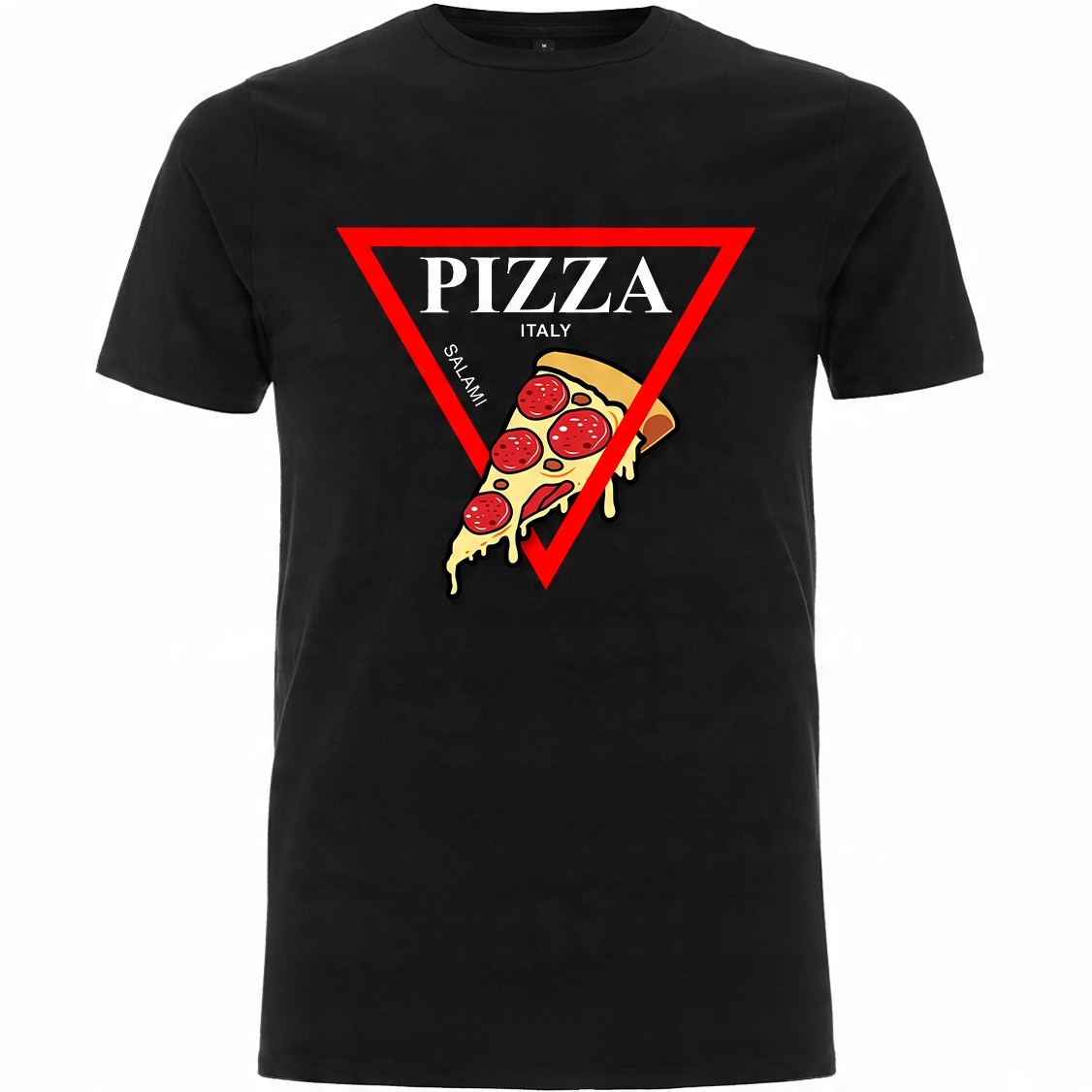 

Męska czarna koszulka Jedzenie Pizza r.XL