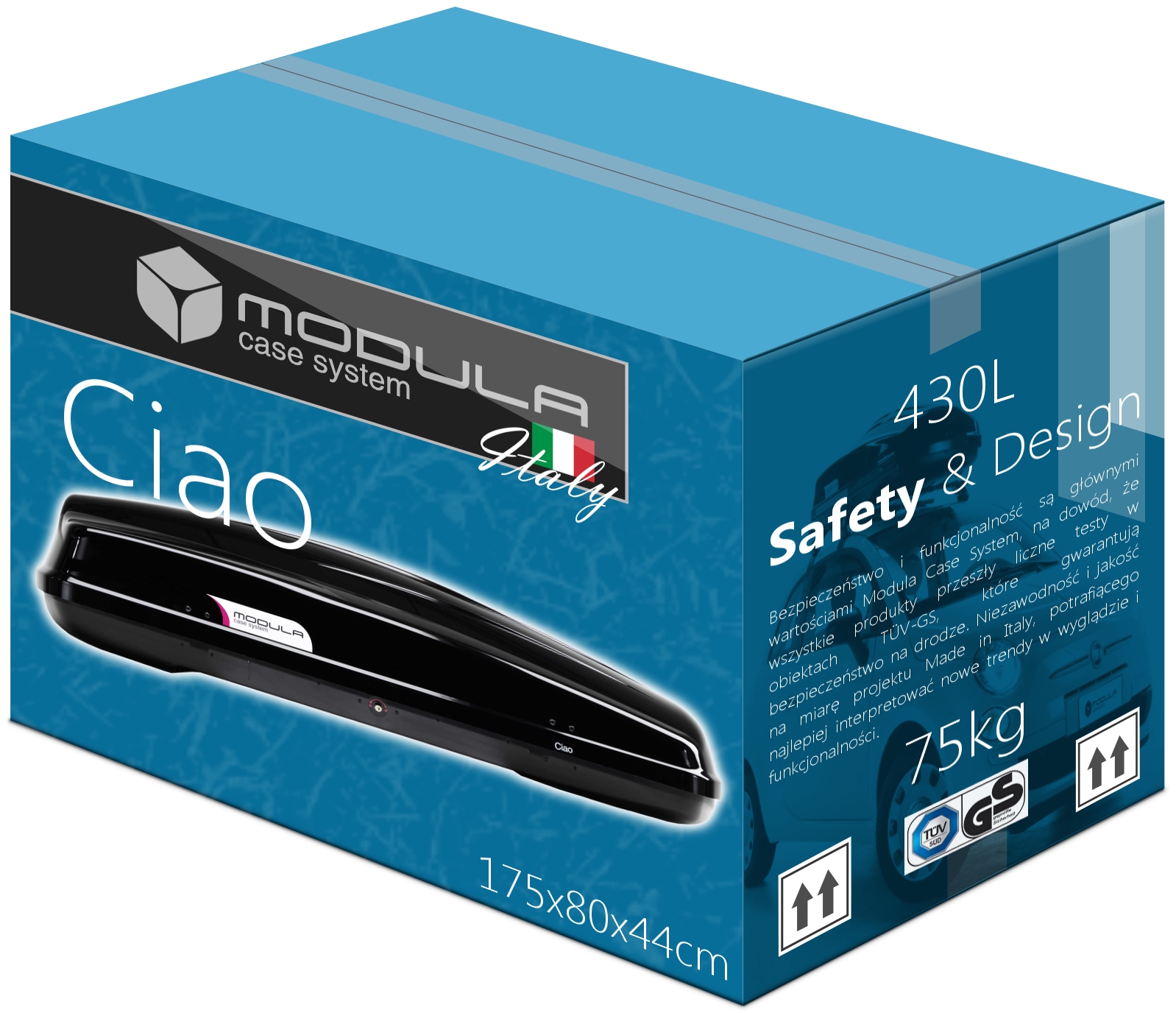 Bagaznik BOX Dachowy MODULA CIAO 430L 175x80x44cm