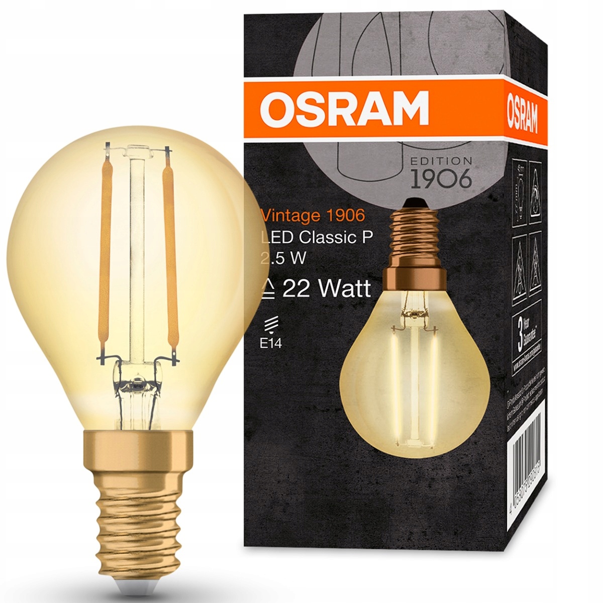 

Żarówka Led E14 Kulka Vintage 2,5W 22W 2400K Osram