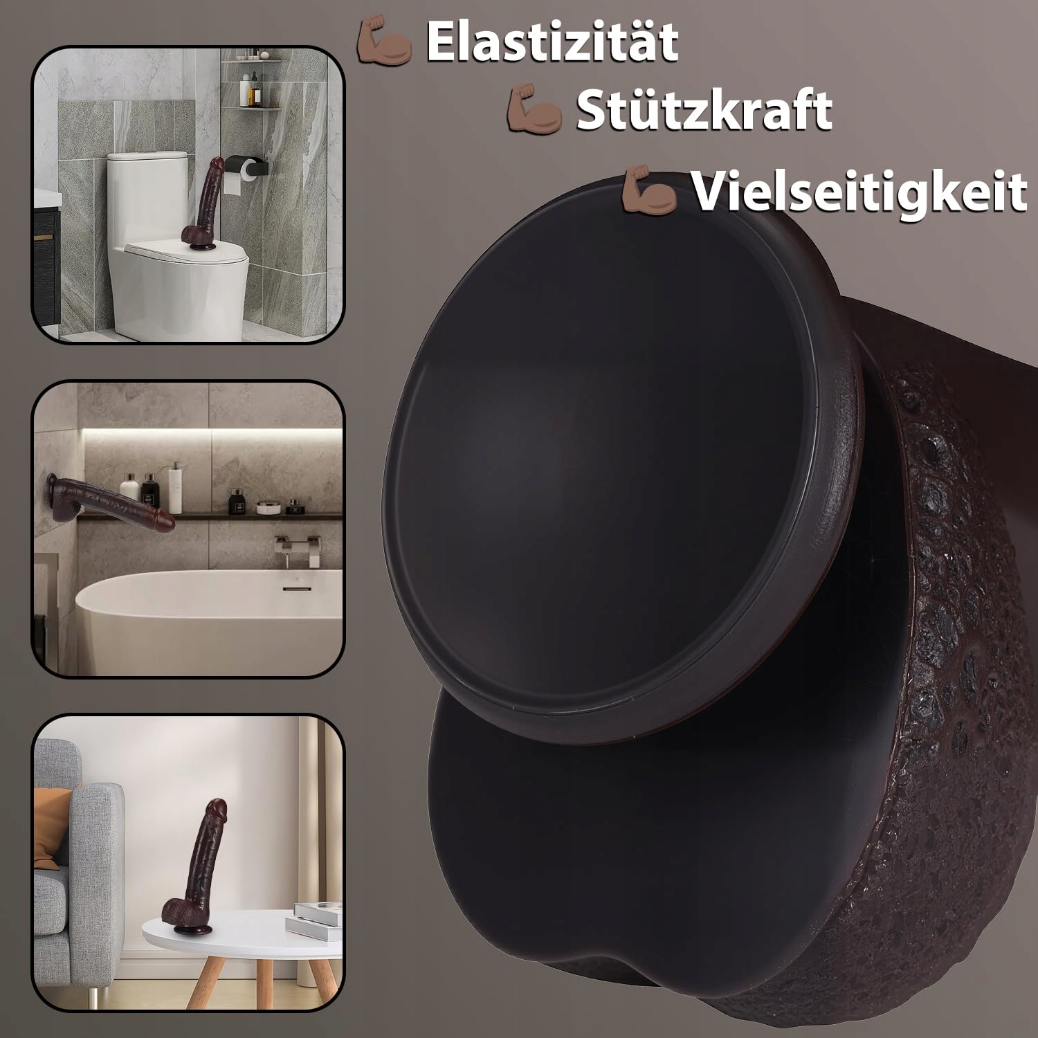 XXL REALISTYCZNY DILDO 25CM CZARNY Z MOCNĄ PRZYSSAWKĄ DLA KOBIET I MĘŻCZYZN — miniatura 5