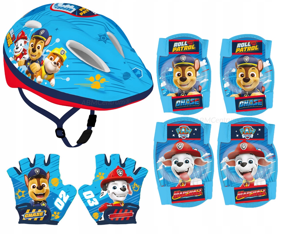 4x ochraniacze kask rowerowy rękawiczki Psi Patrol Marshall Chase Czejs