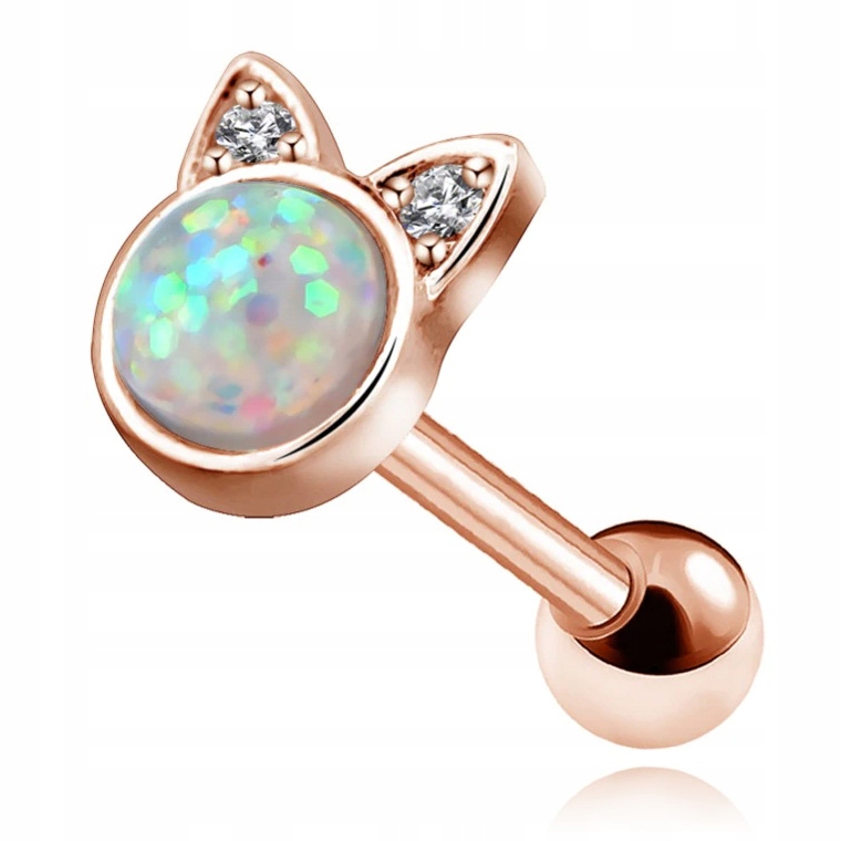 

Kolczyk Sztanga Opal Kot Rose Gold Helix 1,2/6