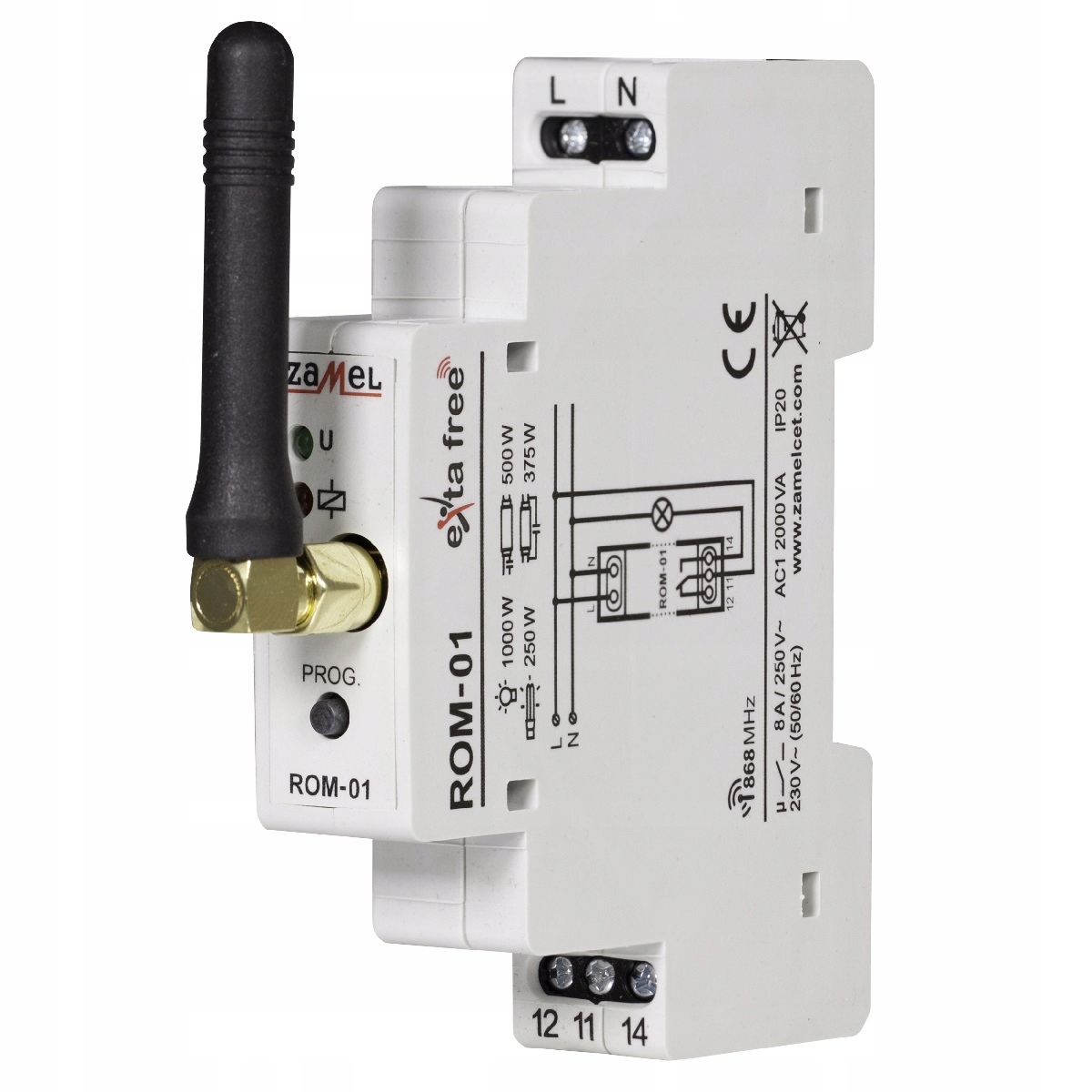 1-KANÁLOVÝ Rádiový Modulární Přijímač Typ: ROM-01 Exta Free Zamel 1NO/NC 8A