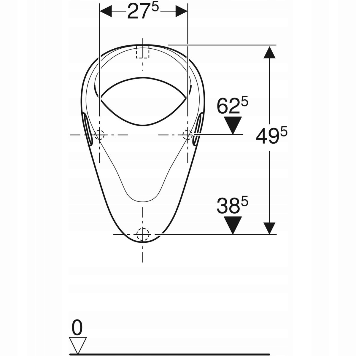 GEBERIT PISUAR FELIX, DOPŁYW U GÓRY, ODPŁYW DO TYŁU LUB W DÓŁ Montaż ścienny