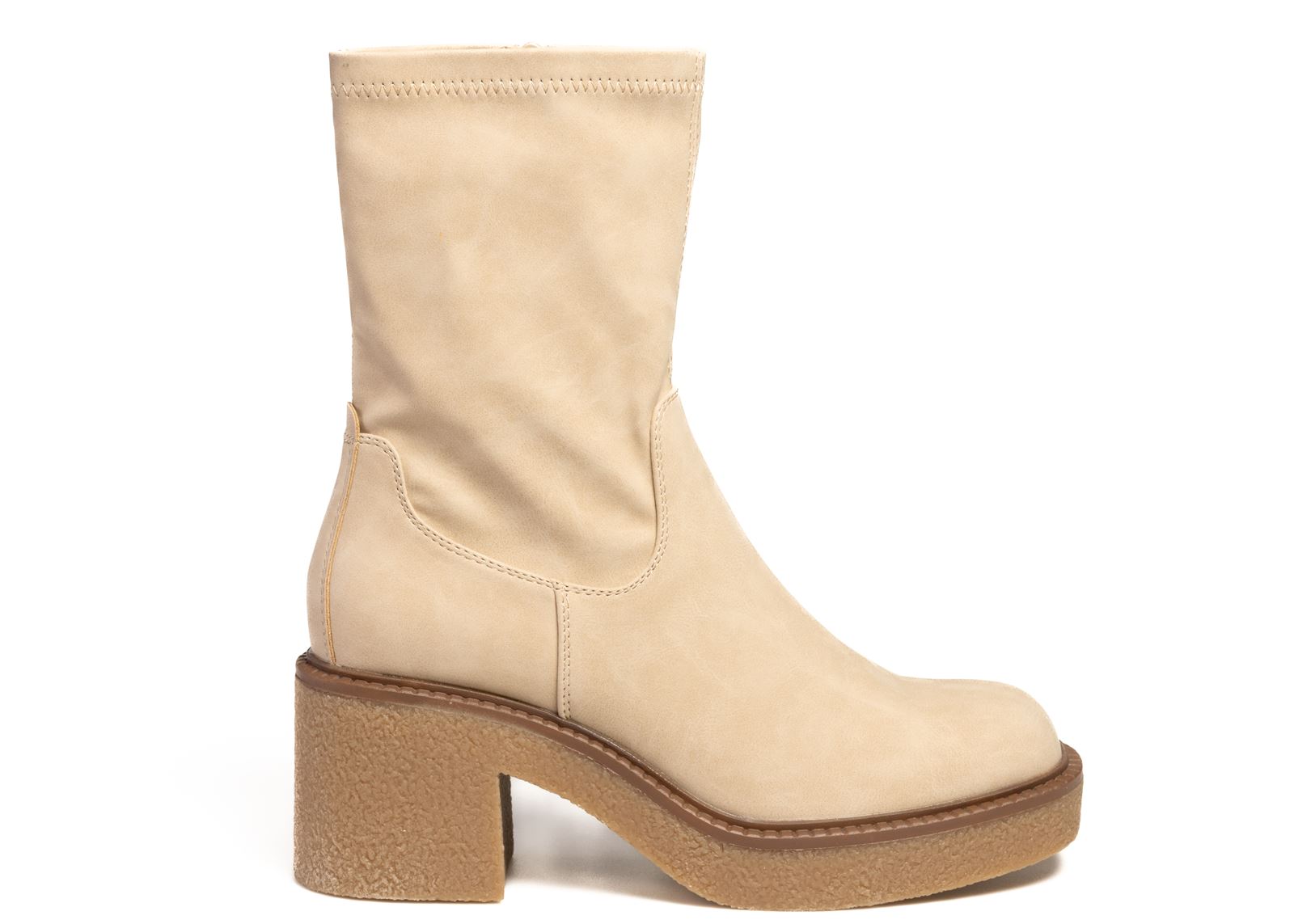 Béžové Nubukové Vysoké Kotníkové Boty Na Bloku Na Platformě Sergio Leone 40