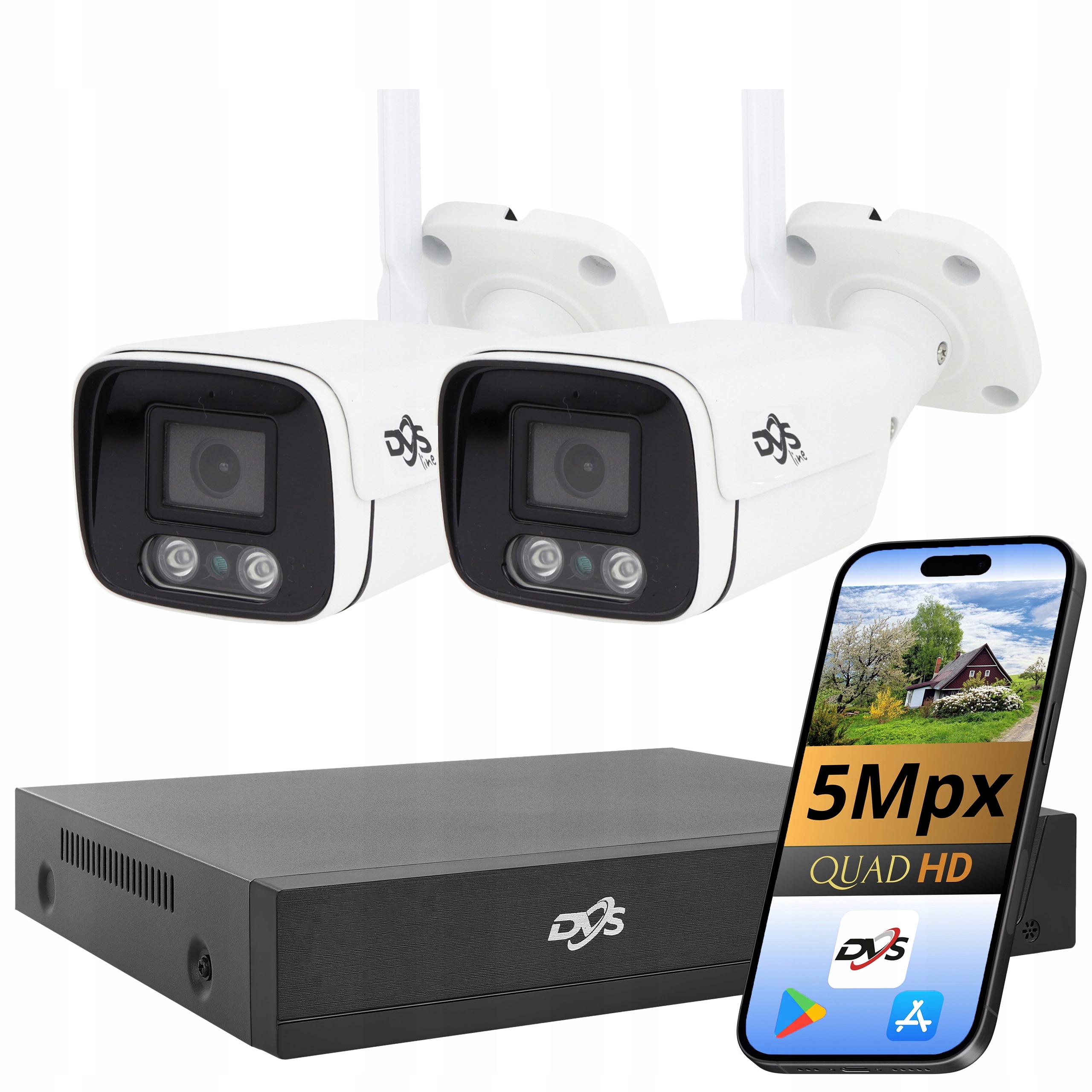 Sada 2 Kamer Wifi 5Mpx Pro Monitorování Domu Bezdrátová Tuba Kamery Dvs