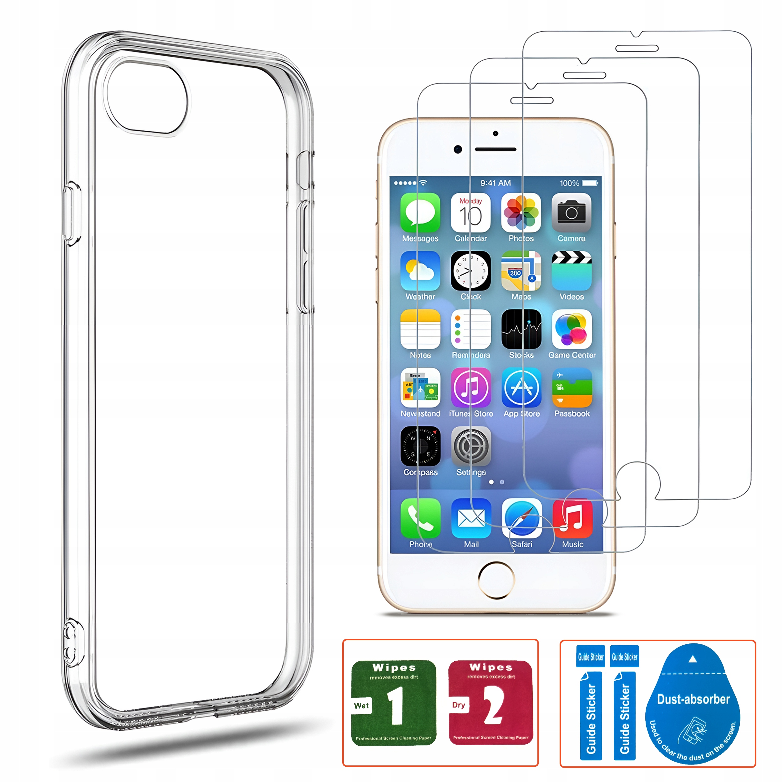 ETUI CLEAR CASE SLIM PLECKI POKROWIEC FUTERAŁ DO IPHONE 7 8 SE + 3X SZKŁA