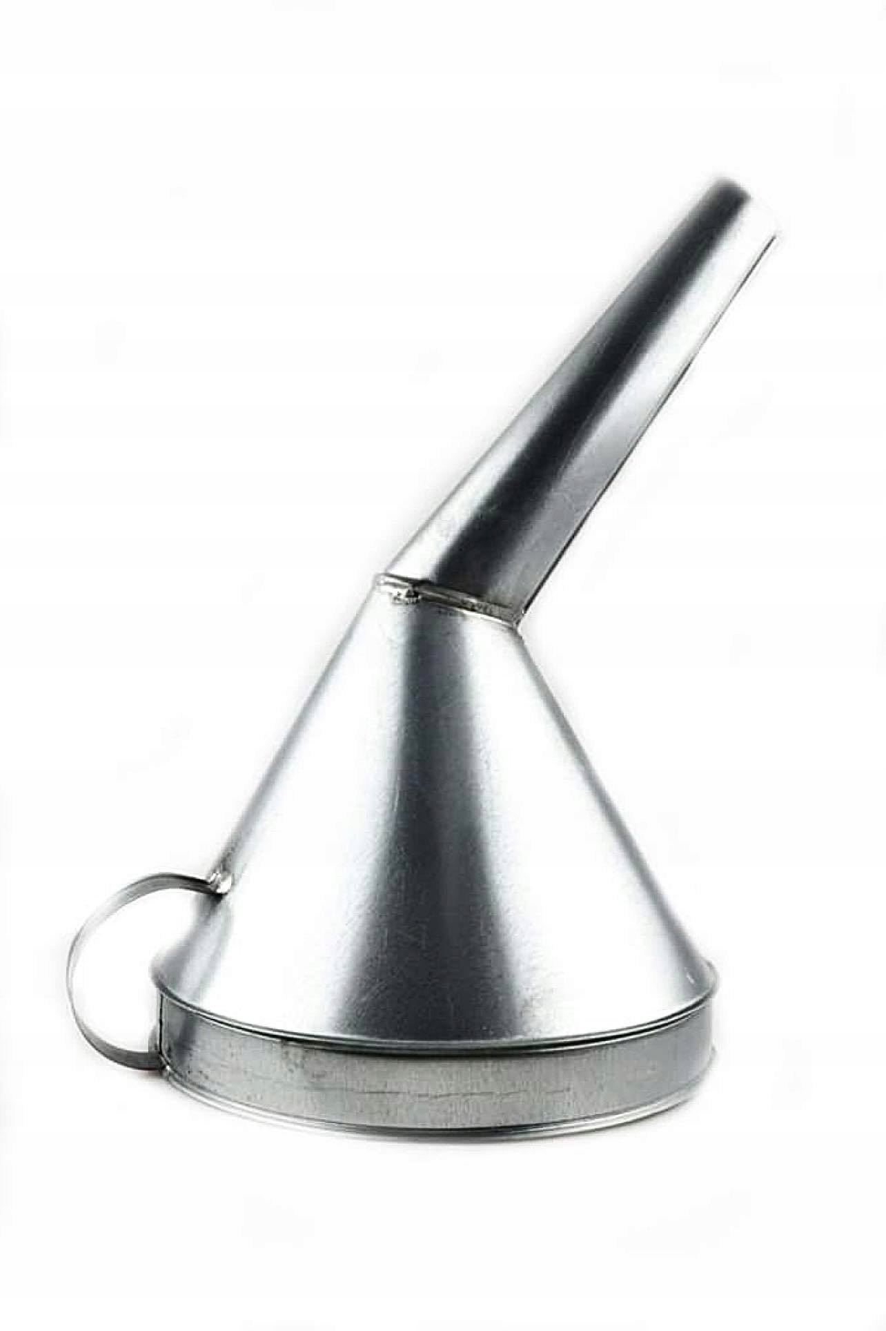 DUŻY LEJEK METALOWY PROSTY SKOŚNY Z SITKIEM PALIWA