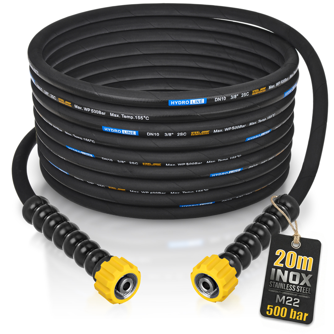Hadice 20 m DN10 3/8" 500BAR Inox kabel pro myčku Karcher Hd Hds M22 Kranzle