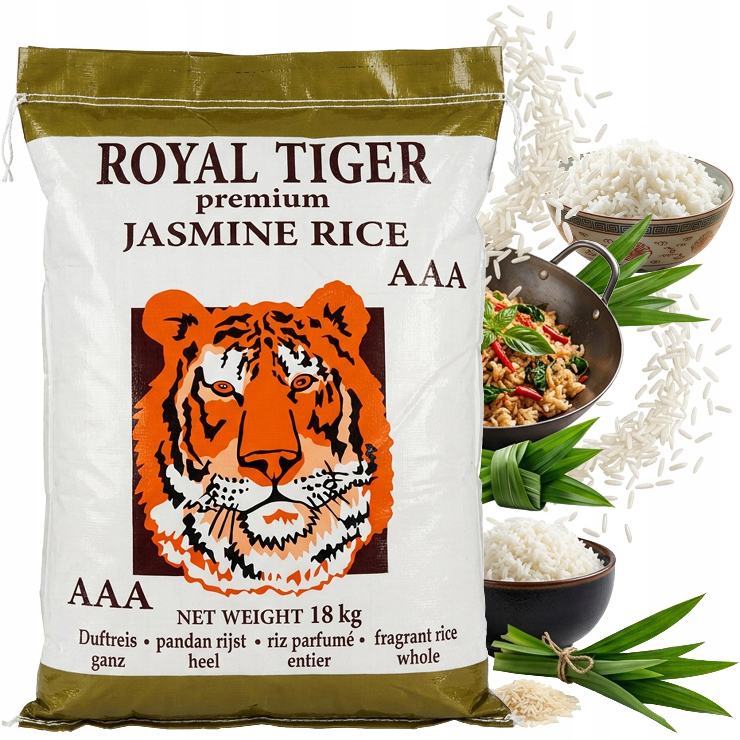 Jasmínová rýže Royal Tiger Premium s příchutí Pandan Kambodža Velké balení 18 kg
