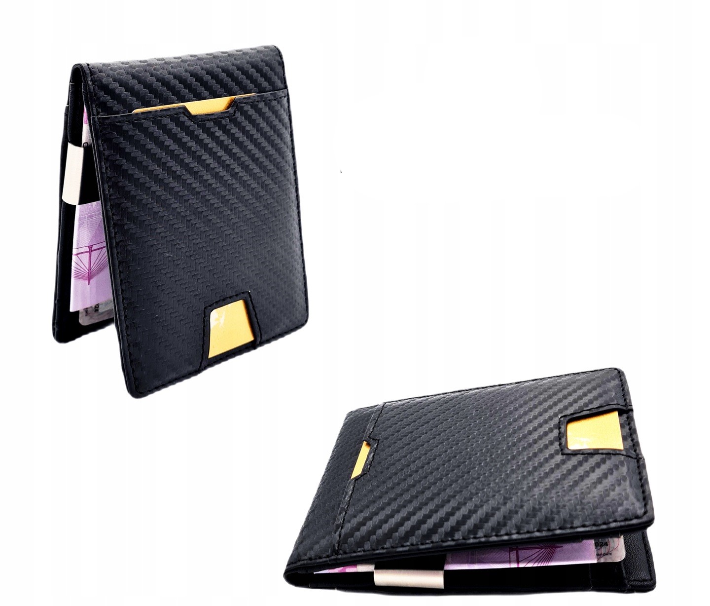 PORTFEL MĘSKI SKÓRA OCHRONA RFID MAŁY BIZNESOWY KARBON PRAKTYCZNY PREZENT Stan opakowania oryginalne