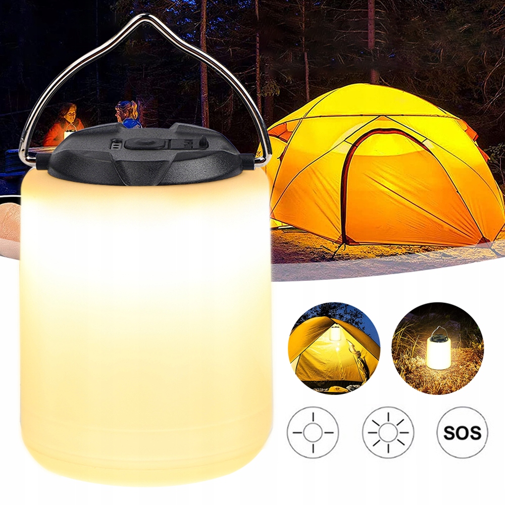 LAMPA KEMPINGOWA LED Z MOŻLIWOŚCIĄ PONOWNEGO ŁADOWANIA CIEPŁA BIEL 3-TRYBY Stan opakowania oryginalne