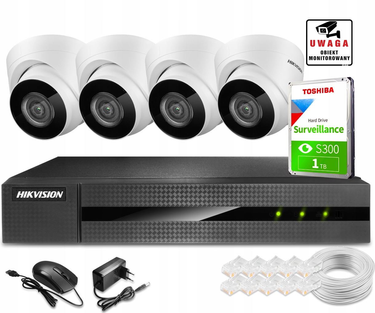 Sada pro monitorování Hikvision NVR-4CH-POE+IPCAM-T4(x4)+1TB