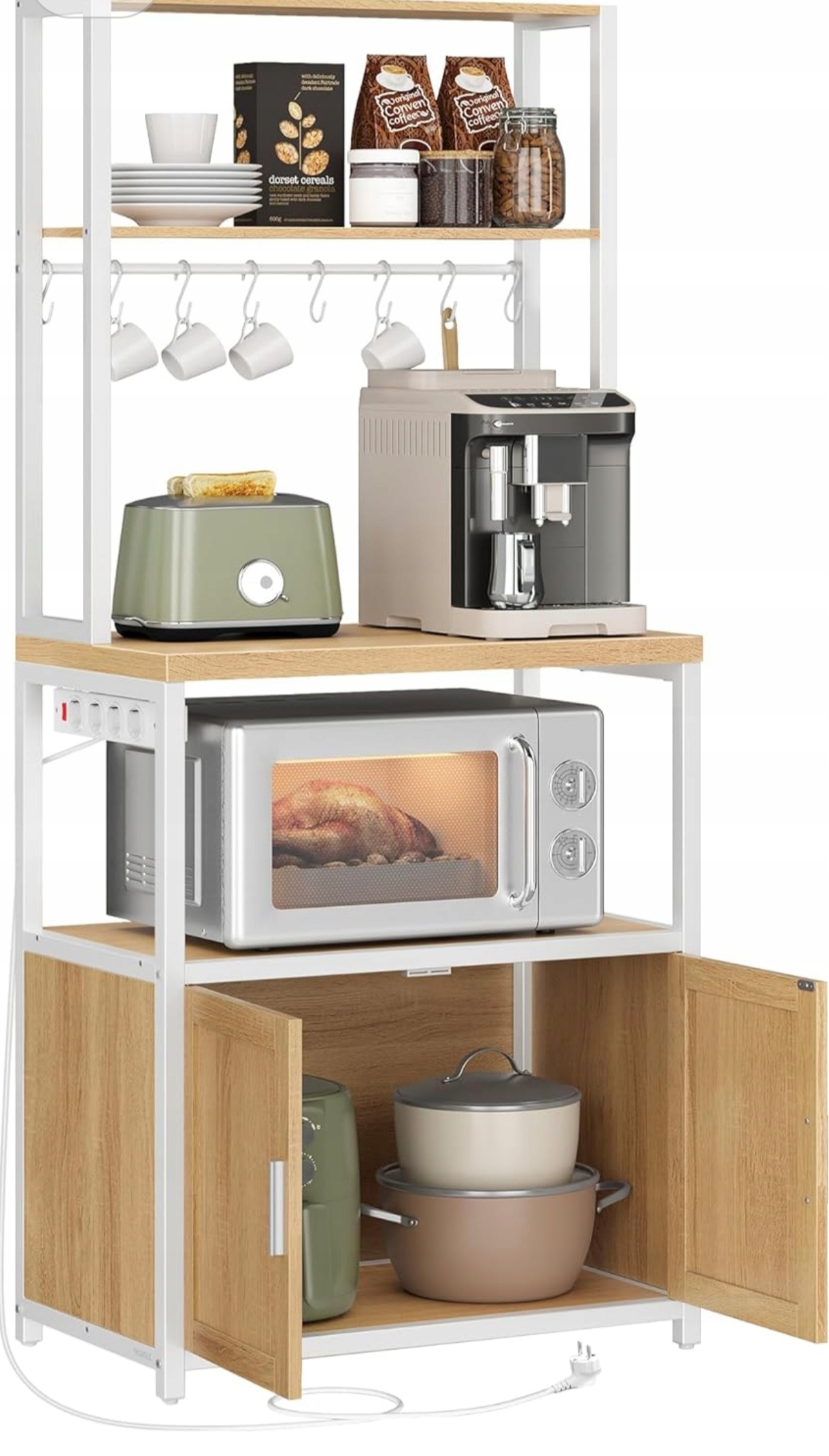 Kuchynský Regál S Zásuvkou, Pracovná Doska, Skrinka Na Mikrovlnku S Háčikmi